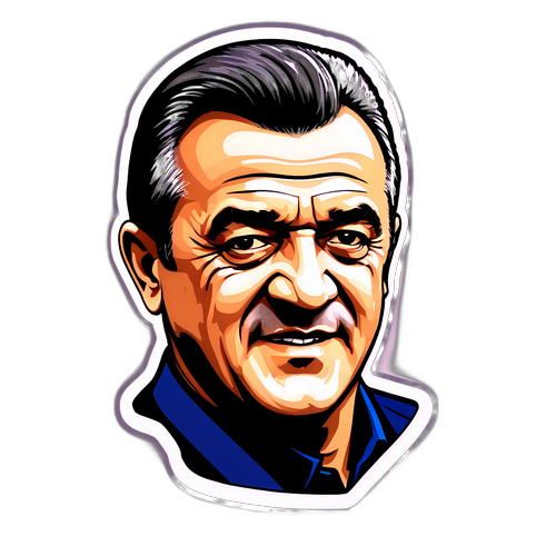 Sticker reprezentând influența lui Gigi Becali în fotbal