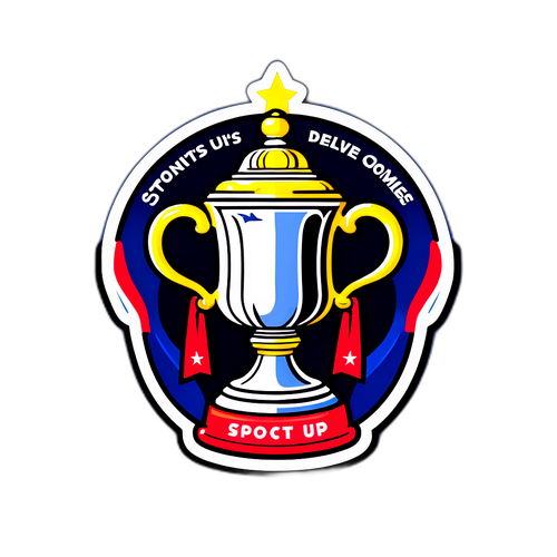 Яскравий наліпка з мотиваційними цитатами про спорт та зображенням Кубка ФА в центрі