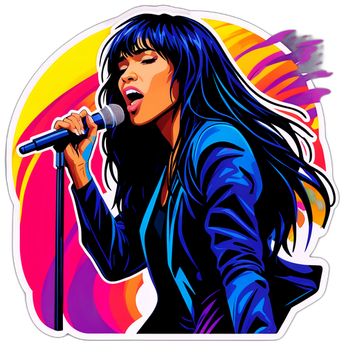 Vibrante sticker van Loreen op het podium