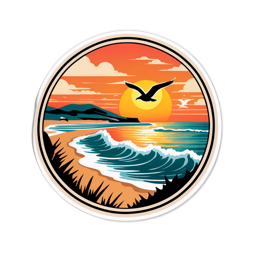 Adesivo Tranquillo con Vista Costiera di Montauk