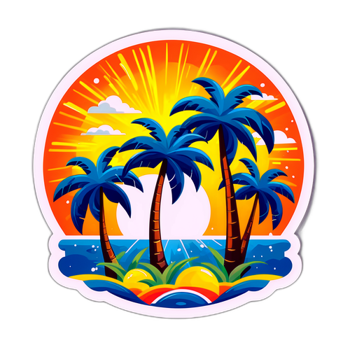 Stiker Pemandangan Tropika