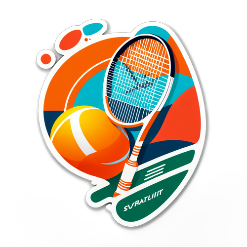 Sticker ng French Open na may Raket at Bola