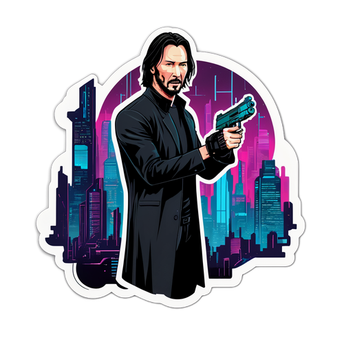 Keanu Reeves karakter akcióban, kiborg városképpel