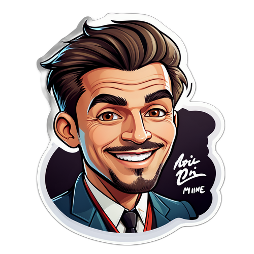 Sticker van Olivier Minne in cartoonstijl