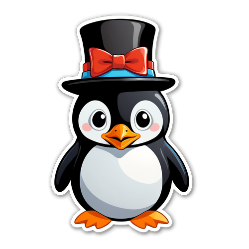 Adorable Penguin with Elegant Hat and Bow Tie