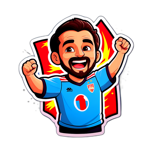 Ενθουσιώδης αυτοκόλλητο του Καπούτζη με θαυμαστές