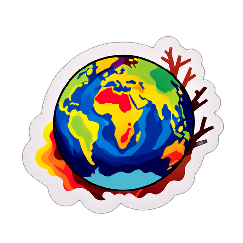 地球温暖化の影響を示すステッカー