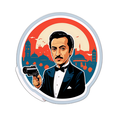 İkonik Film Sahneli Vintage Sticker