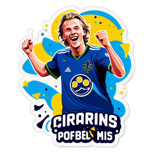 Groovy sticker av Elias Pettersson som firar ett mål