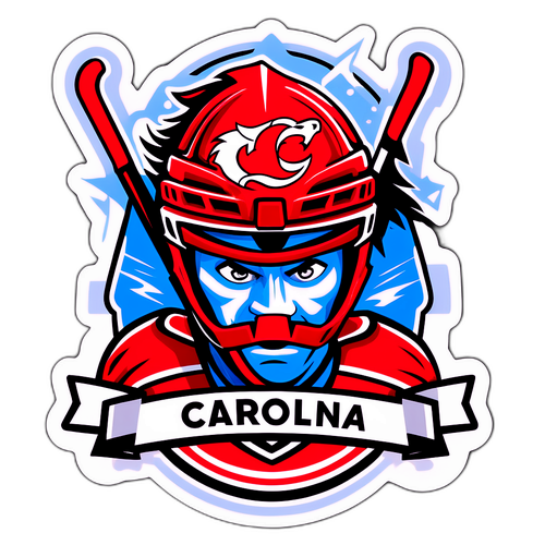 Яркая наклейка с символами хоккейных команд Каролины и Калгари