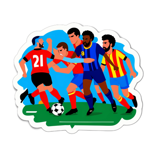 Εικονογράφηση κλασικής ποδοσφαιρικής σκηνής με ομάδες La Liga