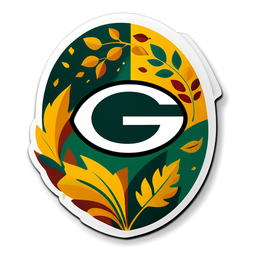 Stylized Green Bay Packers Logo with Autumn Leaves