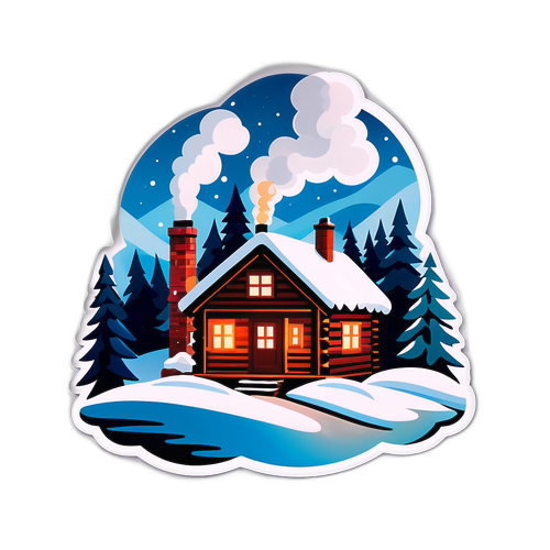 Sticker z zimowym krajobrazem