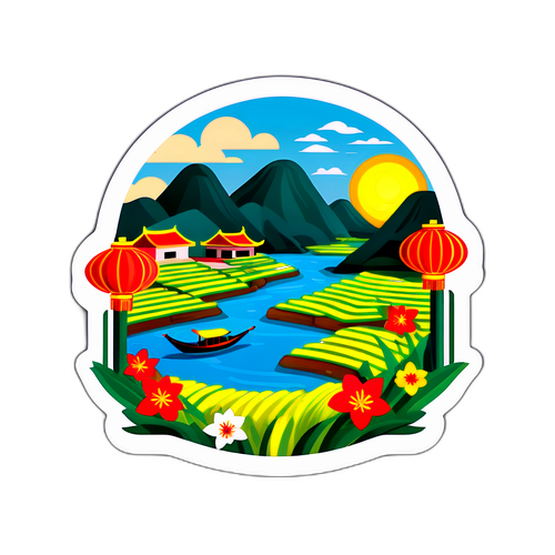 Makulay na Sticker ng Kultura ng Vietnam