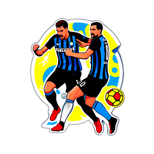 Δημιουργία ενός μοντέρνου γραφικού σχεδίου που απεικονίζει μια δυναμική σκηνή αγώνα μεταξύ Ίντερ και Νάπολι