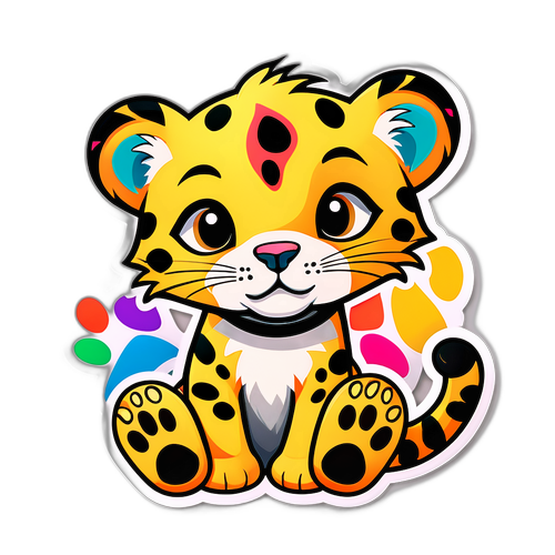 可爱豹子与五彩爪印