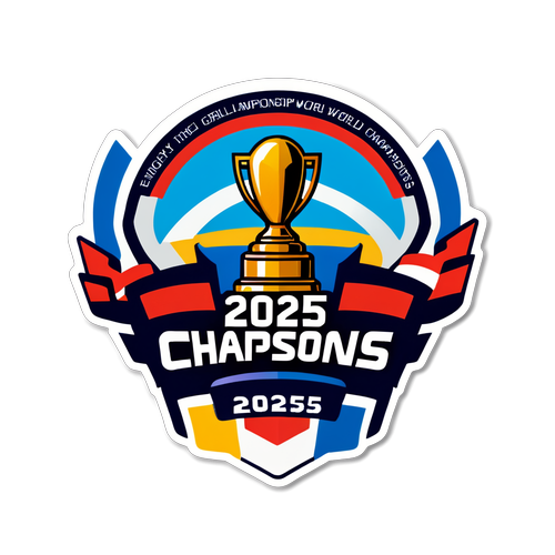 Grafisk design av Ishockey-VM 2025 med segerpokalen och flaggor