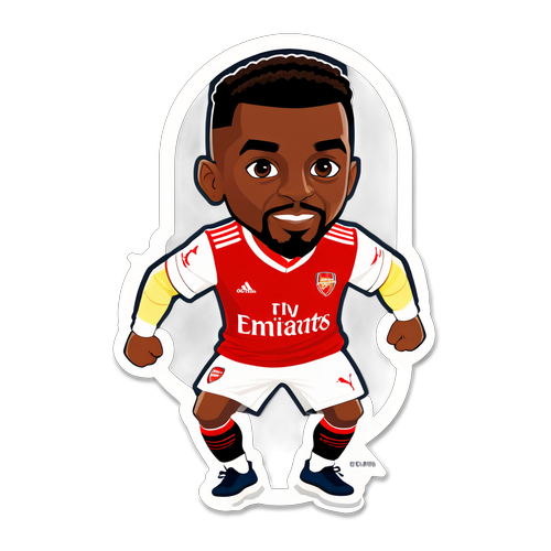 Un sticker de un jugador del Arsenal con la frase "Fuerza Gunners."