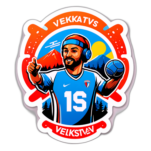 T-paita, jossa VeikkausTV-logo on yhdistetty jännittävään urheilukohtaukseen