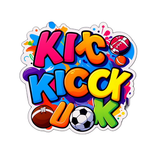 Autocollant graffiti 'kick' avec des lettres colorées