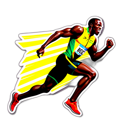 Vibrant klistremerke av Usain Bolt i sprint