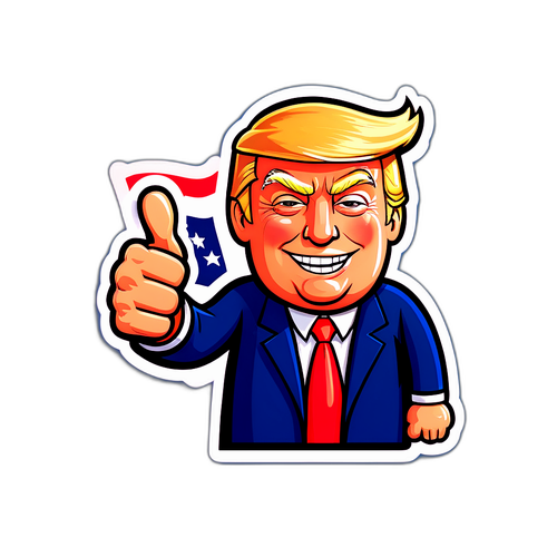 Stiker Kartun Donald Trump Memberi Jari Thumbs Up