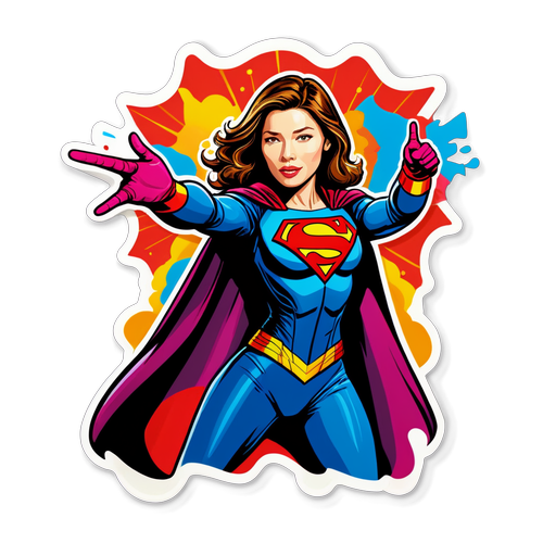 Autocollant artistique de Jessica Biel en super-héroïne