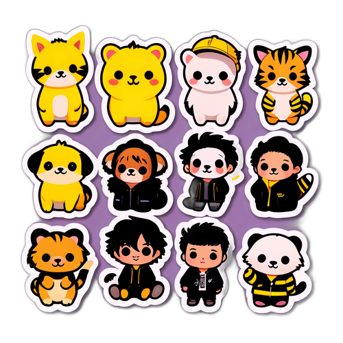 스트레이 키즈의 각 멤버가 동물 형상으로 변신한 재미있는 스티커