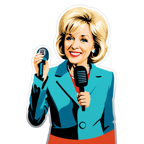 Minimalist Sticker Design of Lesley Stahl with Microphone