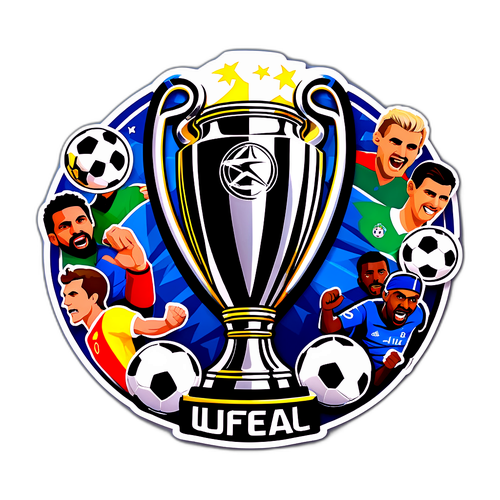 UEFA Champions League Troféet med Fotballikoner