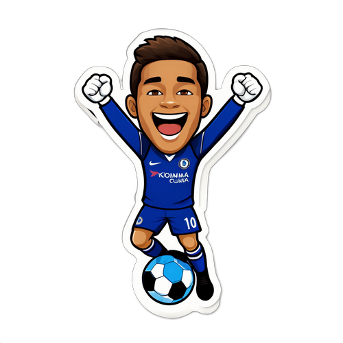 Aufkleber eines fußballspielenden Maskottchen von Chelsea