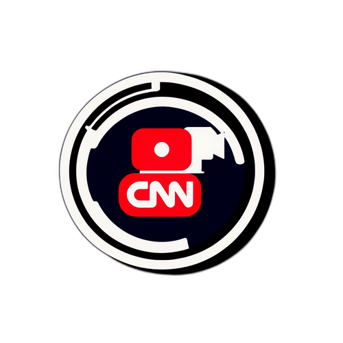 방송 장비와 CNN 로고 결합 스티커 디자인