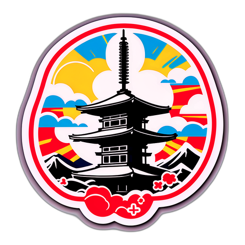 Conception moderne d'un autocollant sur Hiroshima avec des éléments historiques et des symboles de paix