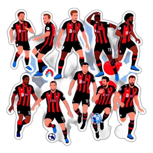 สติ๊กเกอร์นักฟุตบอลบอร์นมัธในท่าทางเข้มข้น