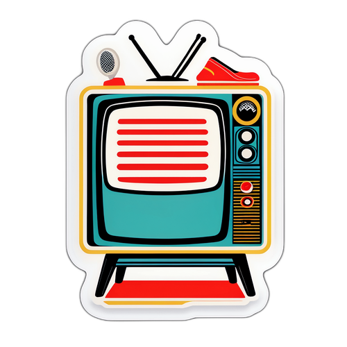 Autocolant retro cu televizor sportiv