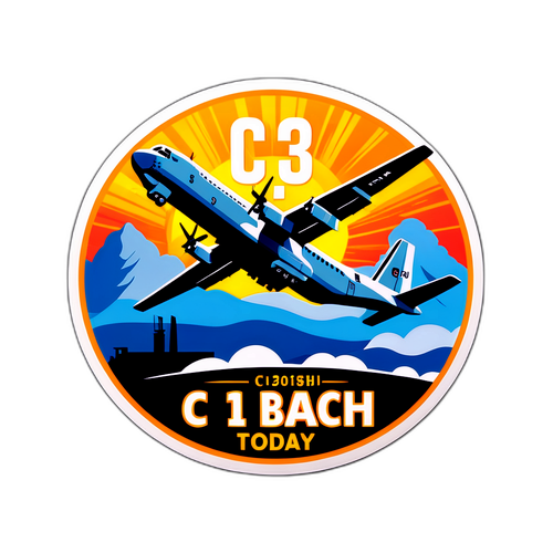 Dramatic C-130 Aircraft Flight Sticker