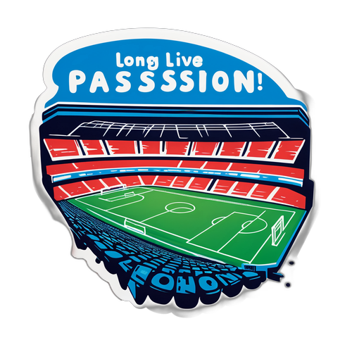 Desenho de um Estádio Lotado com a Frase 'Long Live the Passion of Football!'