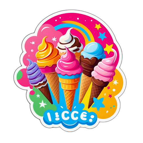 여름의 기쁨을 표현한 아이스크림 디자인