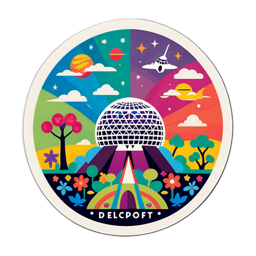 Whimsical Epcot Landmarks and Characters Sticker