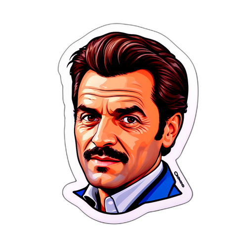 Sticker met iconisch beeld van Frédéric Lopez