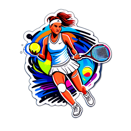 Illustration af Tennisstjerne Rybakina