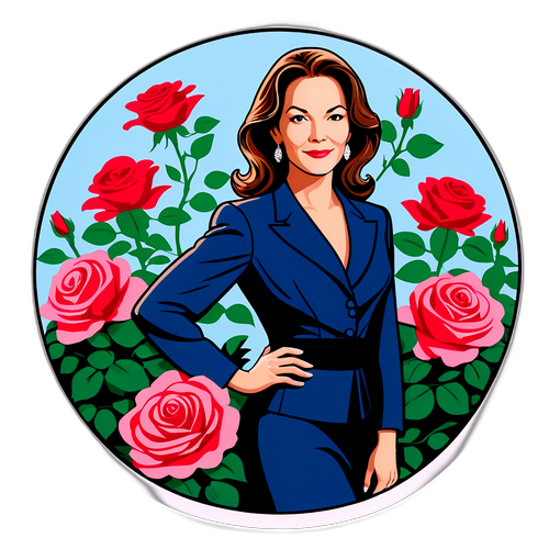 Diane Lane egy gyönyörű rózsabokor előtt