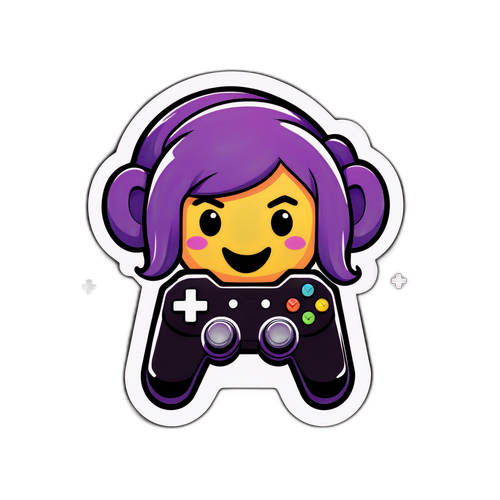 Стильний значок для платформи Twitch з іконкою контролера та веселим персонажем, що транслює