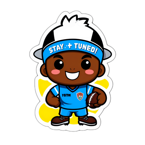 ออกแบบสติกเกอร์ของปาร์มาที่มีรูปกายารี่ในชุดฟุตบอล พร้อมข้อความ 'คอยติดตาม!'