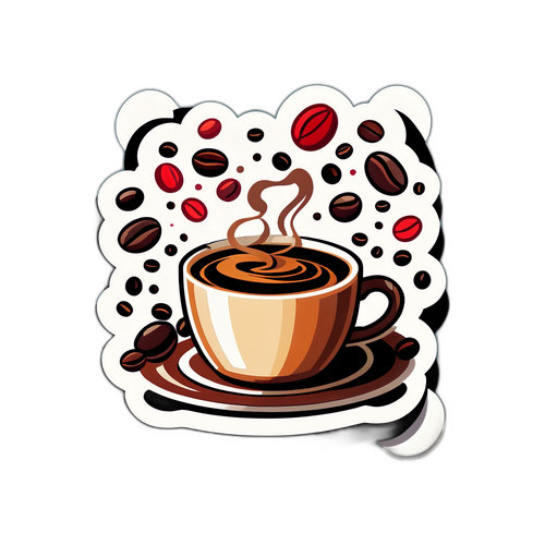 Sticker van een koffie kop met stoom