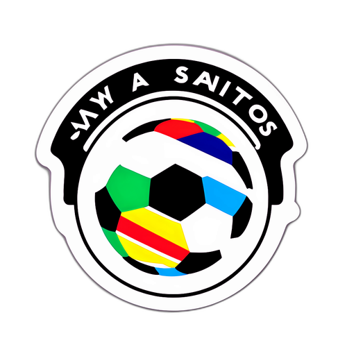 Design Minimalista de uma Bola de Futebol com as Cores do Santos