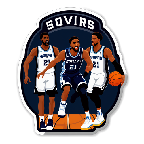 Isang masiglang sticker na nagpapakita ng laban sa basketball sa pagitan ng Spurs at Timberwolves