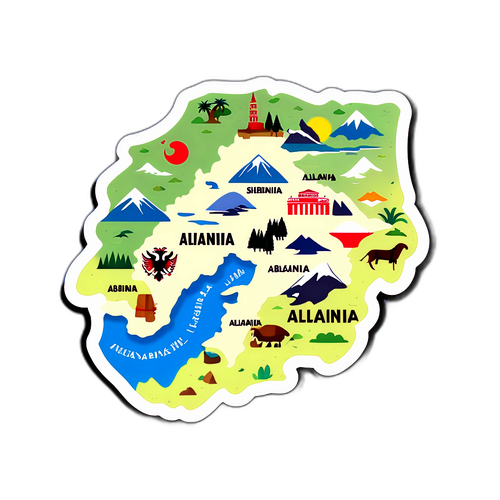 Sticker einer Karte von Albanien