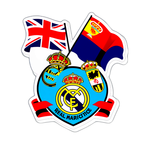 西班牙和英國國旗背景下的皇家馬德里與曼城激烈對抗