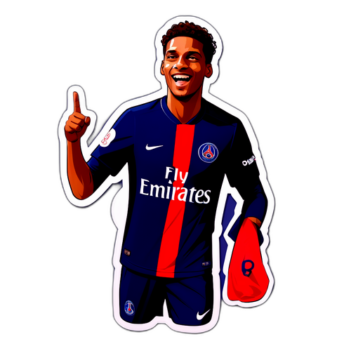 הוא לבוש בצבעי פריז סן ז'רמן, חוגג ניצחון